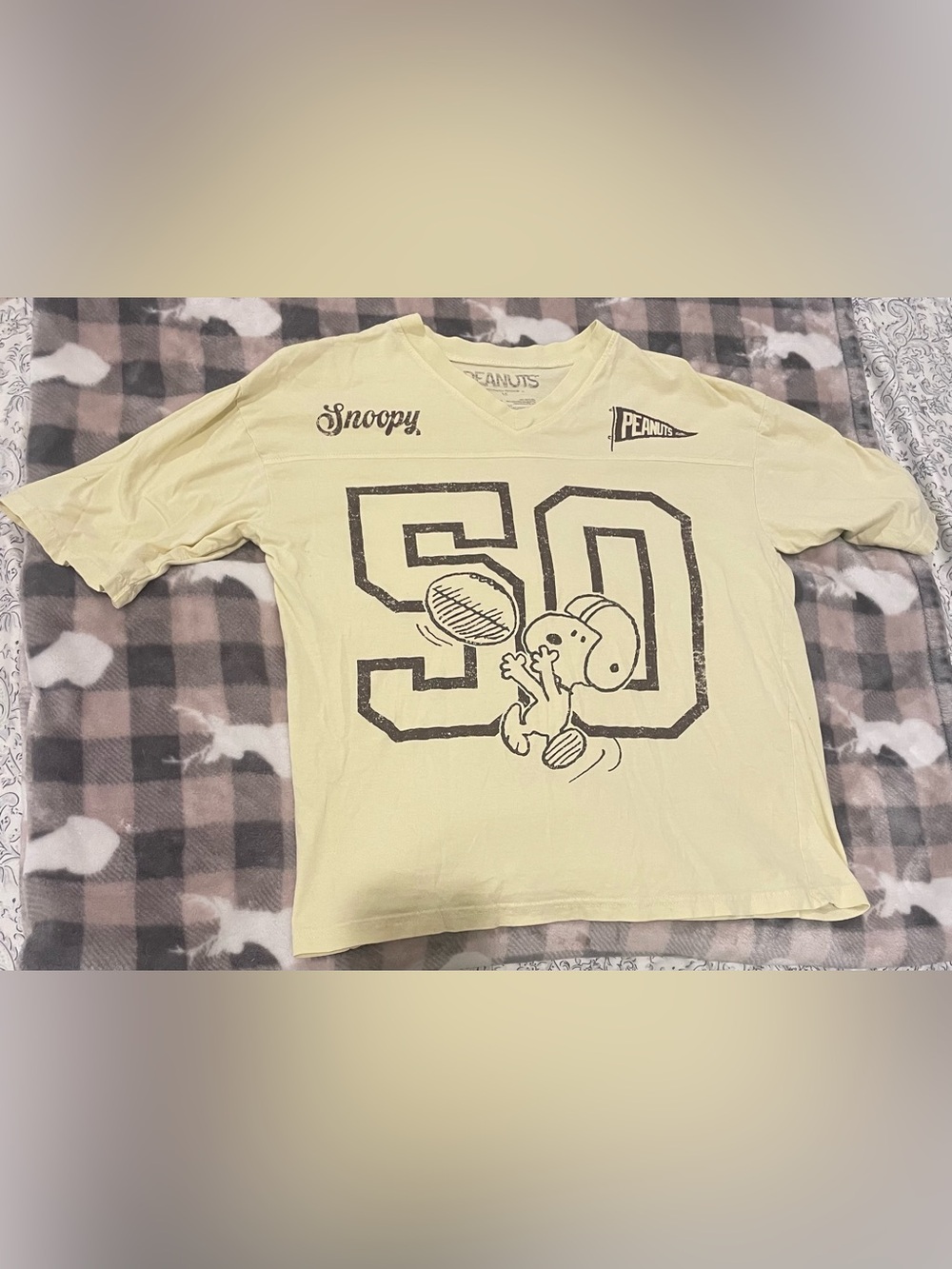 🐨3for$20🐨Peanuts Snoopy Yellow Kids Graphic Tee - 50 Football Design